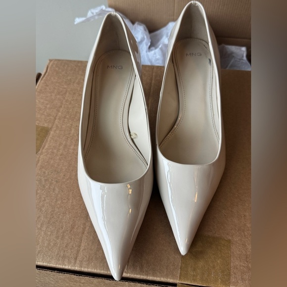 Mango Women's Cream Pointed Toe Heels - Picture 1 of 13
